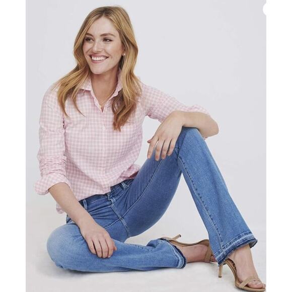 UNTUCKit Women's Calina Gingham Check Button Down Shirt Size 18 Pink White - Picture 1 of 12